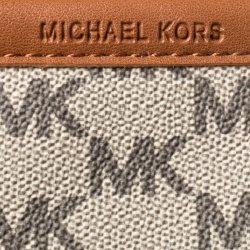 MICHAEL Michael Kors Beige/Tan Signature Coated Canvas and Leather Belt Bag