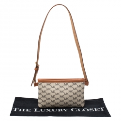 MICHAEL Michael Kors Beige/Tan Signature Coated Canvas and Leather Belt Bag