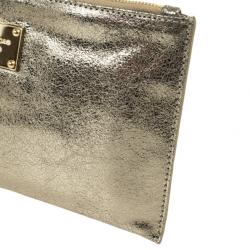 MICHAEL Michael Kors Large Jet Set Crinkled Metallic Clutch Bag