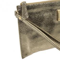 MICHAEL Michael Kors Large Jet Set Crinkled Metallic Clutch Bag