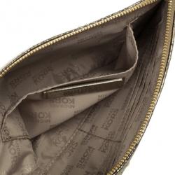 MICHAEL Michael Kors Large Jet Set Crinkled Metallic Clutch Bag