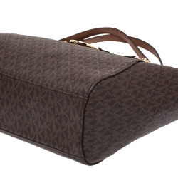 Pre Owned MICHAEL Michael Kors Brown Coated Canvas Jet Set Chain Shoulder Bag