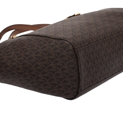 Pre Owned MICHAEL Michael Kors Brown Coated Canvas Jet Set Chain Shoulder Bag