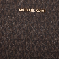 Pre Owned MICHAEL Michael Kors Brown Coated Canvas Jet Set Chain Shoulder Bag