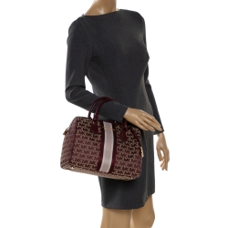 Pre Owned MICHAEL Michael Kors Burgundy Canvas and Leather Bedfod Boston Bag