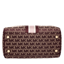 Pre Owned MICHAEL Michael Kors Burgundy Canvas and Leather Bedfod Boston Bag