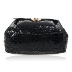 Pre Owned MICHAEL Michael Kors Black Python Embossed Fulton Satchel