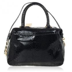 Pre Owned MICHAEL Michael Kors Black Python Embossed Fulton Satchel