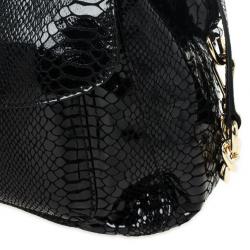 Pre Owned MICHAEL Michael Kors Black Python Embossed Fulton Satchel