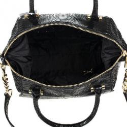 Pre Owned MICHAEL Michael Kors Black Python Embossed Fulton Satchel