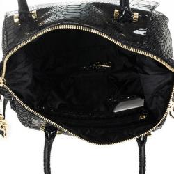Pre Owned MICHAEL Michael Kors Black Python Embossed Fulton Satchel