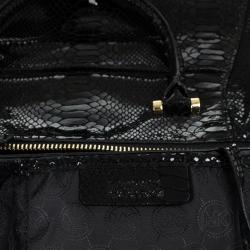 Pre Owned MICHAEL Michael Kors Black Python Embossed Fulton Satchel