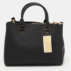 Pre Owned MICHAEL Michael Kors Black Leather Sutton Tote