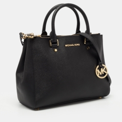 Pre Owned MICHAEL Michael Kors Black Leather Sutton Tote