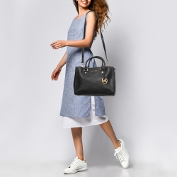 Pre Owned MICHAEL Michael Kors Black Leather Sutton Tote