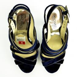 Pre Owned MICHAEL Michael Kors Blue Velvet Faye Platform Sandals Size 38.5