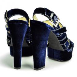 Pre Owned MICHAEL Michael Kors Blue Velvet Faye Platform Sandals Size 38.5