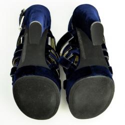 Pre Owned MICHAEL Michael Kors Blue Velvet Faye Platform Sandals Size 38.5