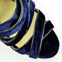 Pre Owned MICHAEL Michael Kors Blue Velvet Faye Platform Sandals Size 38.5