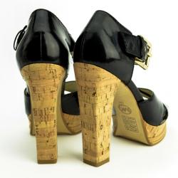 Pre Owned MICHAEL Michael Kors Black Patent Ankle Strap Sandals Size 38.5