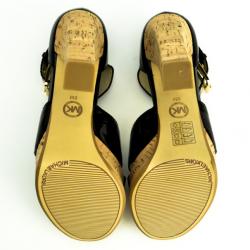 Pre Owned MICHAEL Michael Kors Black Patent Ankle Strap Sandals Size 38.5