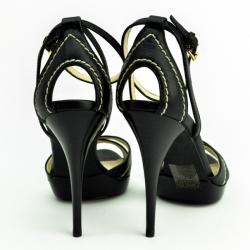 Pre Owned MICHAEL Michael Kors Black Leather Eleni Ankle Strap Sandals Size 38.5