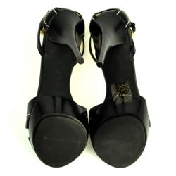 Pre Owned MICHAEL Michael Kors Black Leather Eleni Ankle Strap Sandals Size 38.5