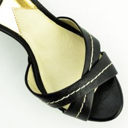 Pre Owned MICHAEL Michael Kors Black Leather Eleni Ankle Strap Sandals Size 38.5