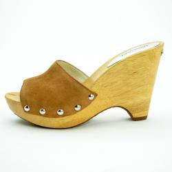 Pre Owned MICHAEL Michael Kors Tan Suede Easton Mules Size 38.5