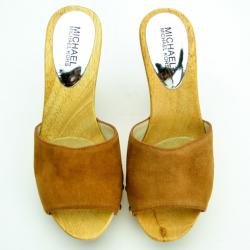 Pre Owned MICHAEL Michael Kors Tan Suede Easton Mules Size 38.5