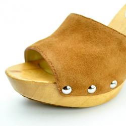 Pre Owned MICHAEL Michael Kors Tan Suede Easton Mules Size 38.5