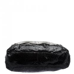 Pre Owned حقيبة مايكل كورس سلسلة ID سويدي نقش ثعبان سوداء