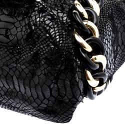 Pre Owned حقيبة مايكل كورس سلسلة ID سويدي نقش ثعبان سوداء