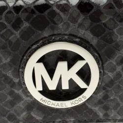 Pre Owned Michael Michael Kors Grey Python Embossed Leather Fulton Flap Wallet