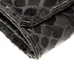 Pre Owned Michael Michael Kors Grey Python Embossed Leather Fulton Flap Wallet