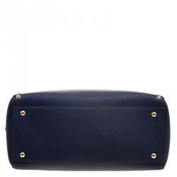 Pre Owned Michael Michael Kors Navy Blue Leather  Sandrine Satchel