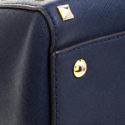Pre Owned Michael Michael Kors Navy Blue Leather  Sandrine Satchel