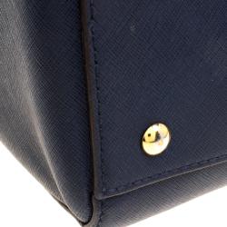 Pre Owned Michael Michael Kors Navy Blue Leather  Sandrine Satchel