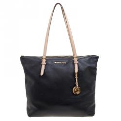 Pre Owned Michael Michael Kors Black Leather Shopper Tote
