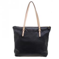 Pre Owned Michael Michael Kors Black Leather Shopper Tote