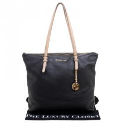 Pre Owned Michael Michael Kors Black Leather Shopper Tote