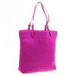 Pre Owned Michael Michael Kors Pink Embossed Neoprene  Jet Set Tote