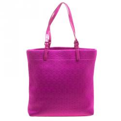 Pre Owned Michael Michael Kors Pink Embossed Neoprene  Jet Set Tote