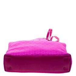 Pre Owned Michael Michael Kors Pink Embossed Neoprene  Jet Set Tote