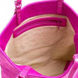 Pre Owned Michael Michael Kors Pink Embossed Neoprene  Jet Set Tote