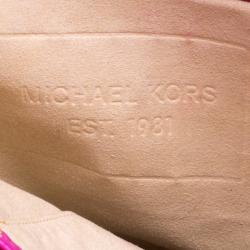 Pre Owned Michael Michael Kors Pink Embossed Neoprene  Jet Set Tote