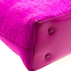 Pre Owned Michael Michael Kors Pink Embossed Neoprene  Jet Set Tote