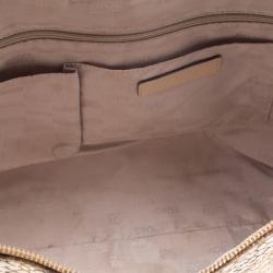 Pre Owned Michael Michael Kors Brown Python Embossed Leather Top Zip Jet Set Tote