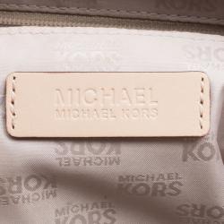 Pre Owned Michael Michael Kors Brown Python Embossed Leather Top Zip Jet Set Tote