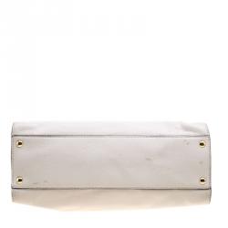 Pre Owned Michael Michael Kors White Leather East West Hamilton Tote